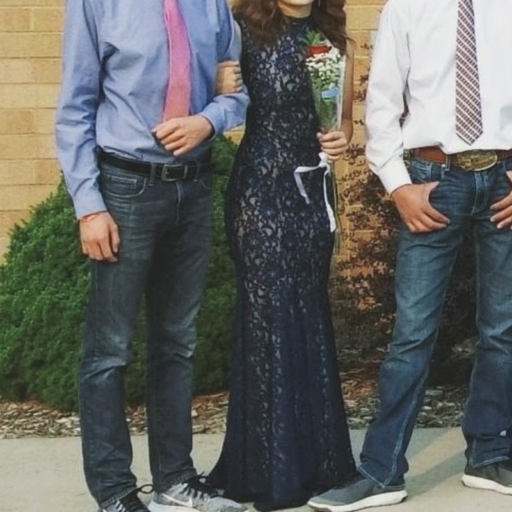 Royal Blue Lace Long Formal Bodycon Dress